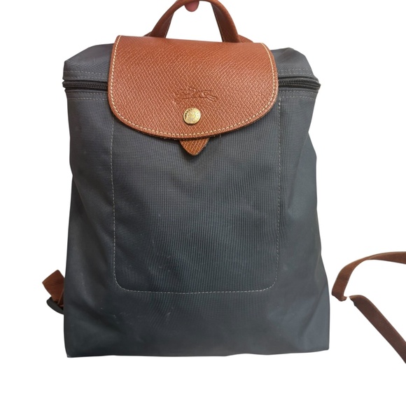 Longchamp le pliage gray and brown backpack - Picture 1 of 10